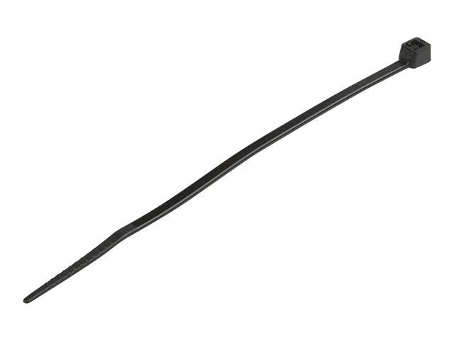 Image of StarTech.com 10cm(4") Cable Ties, 2mm(1/16") wide, 22mm(7/8") Bundle Diameter, 8kg(18lb) Tensile Strength, Nylon Self Locking Zip Ties with Curved Tip, 94V-2/UL Listed, 1000 Pack, Black - Nylon 66 Plastic - TAA (CBMZT4BK) - cable tie - TAA Compliant
