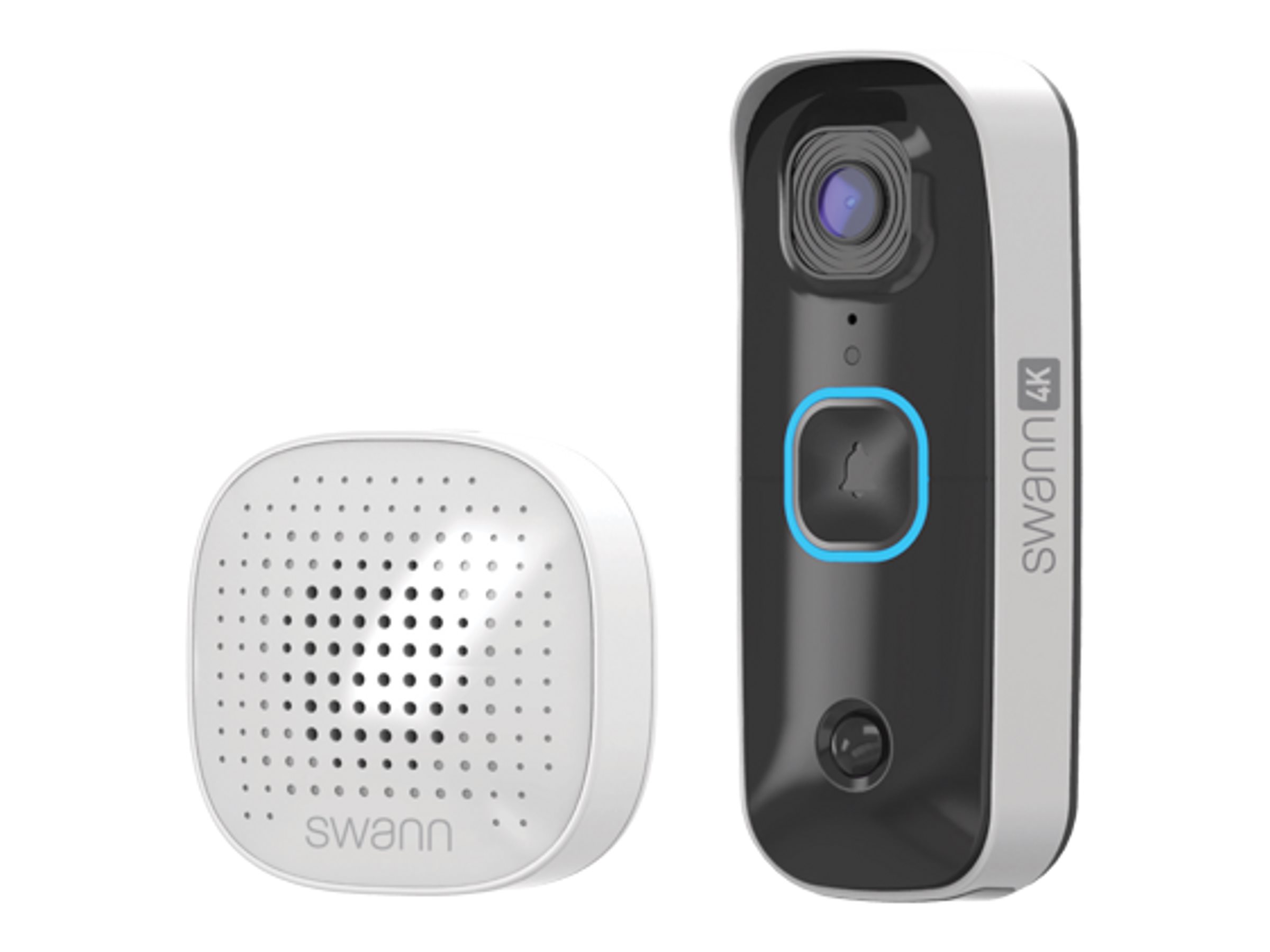 Swann SwannBuddy4K smart doorbell and chime Product shot Right-angle 80000