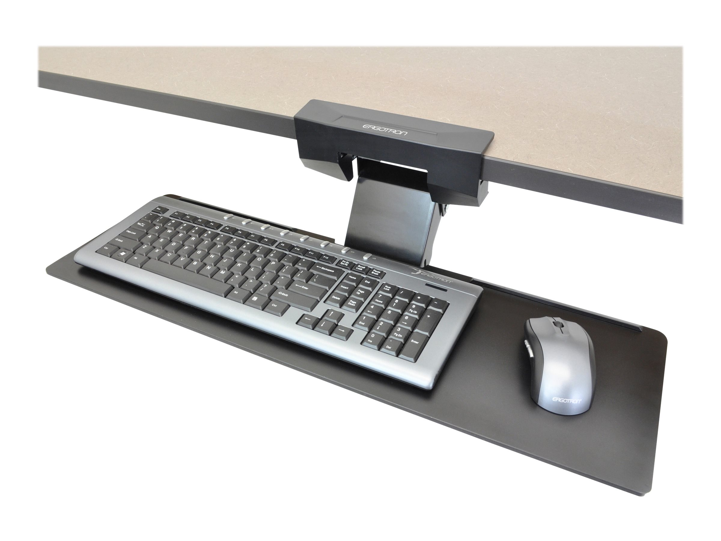 Ergotron Neo-Flex keyboard/mouse arm mount Product shot with extra item(s) Right-angle 0