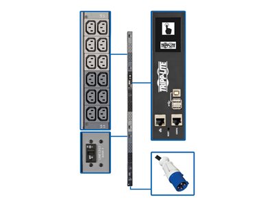 Eaton Tripp Lite Series 18.7kW 3-Phase Monitored PDU w/LX Platform, 208/240V Output (36 C13), IEC 309 60A Blue, 0U, TAA