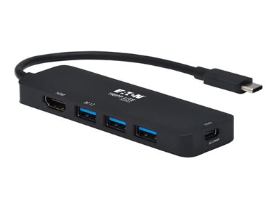 Tripp Lite USB-C Multiport Adapter, 4K @ 60 Hz HDMI, 3 USB-A Hub Ports, 100W PD Charging, HDR, HDCP 2.2