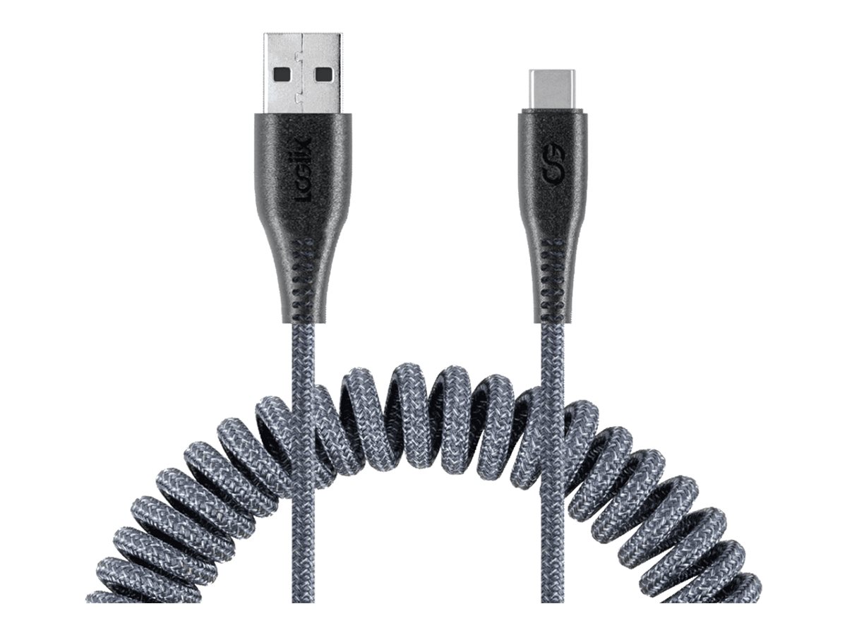 LOGiiX Piston Connect Coil USB-A to USB-C Charging Cable - 1.8m - Graphite Gray