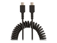 StarTech 20in (50cm) USB C Charging Cable, Coiled Heavy Duty Fast Charge & Sync USB-C Cable, High Quality USB 2.0 Type-C Cabl