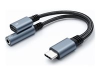 Qoltec USB-C til hovedtelefon-jackstik/opladningsadapter 10cm Grå