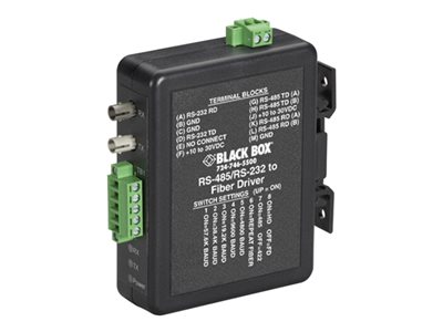 Black Box Industrial DIN Rail RS-232/RS-422/RS-485-Fiber Driver