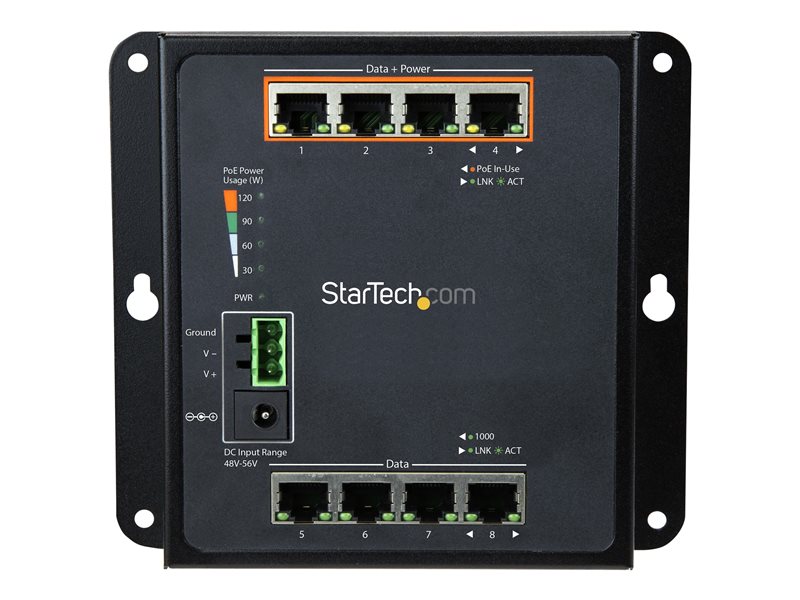 StarTech.com Switch Gigabit Ethernet géré à 8 ports (4 PoE+) - Fixation  murale et accès en façade (IES81GPOEW) - commutateur - 8 ports - Géré  (IES81GPOEW)