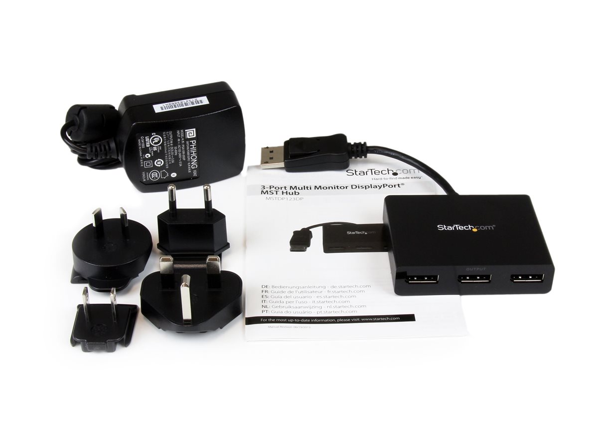 StarTech.com 3-Port Multi Monitor Adapter, DisplayPort 1.2 MST Hub, Dual 4K 30Hz & 1x 1080p, Video Splitter for Extended Desktop Mode on Windows PCs Only, DP to 3x DP Monitors MST Hub - Multi Stream Transport (MSTDP123DP) - separátor video - 3 porty – foto 4