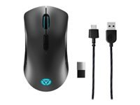 Lenovo Legion M600 Gaming Mouse - Mouse - ergonomic - right and left-handed - optical - 9 buttons - wireless, wired - 2.4 GHz, USB 2.0, Bluetooth 5.0 - black (chassis), stingray (top) - retail - CRU