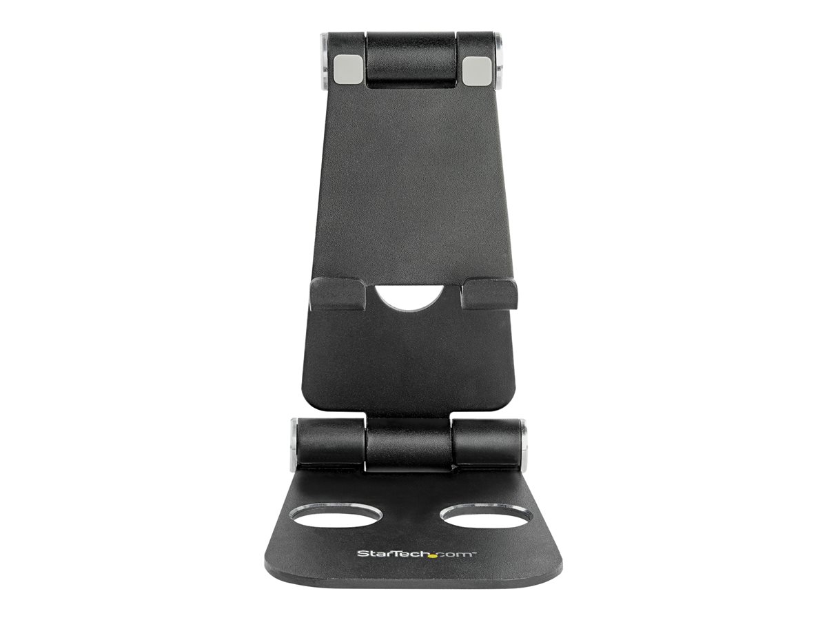 StarTech.com Phone and Tablet Stand, Foldable Universal Mobile Device Holder for Smartphones & Tablets, Adjustable Multi-Angle Viewing Ergonomic Cell Phone Stand for Desk, Portable, Black - Foldable Phone Holder (USPTLSTNDB) - stojan pro desktop pro mobilní telefon, tablet – foto 2