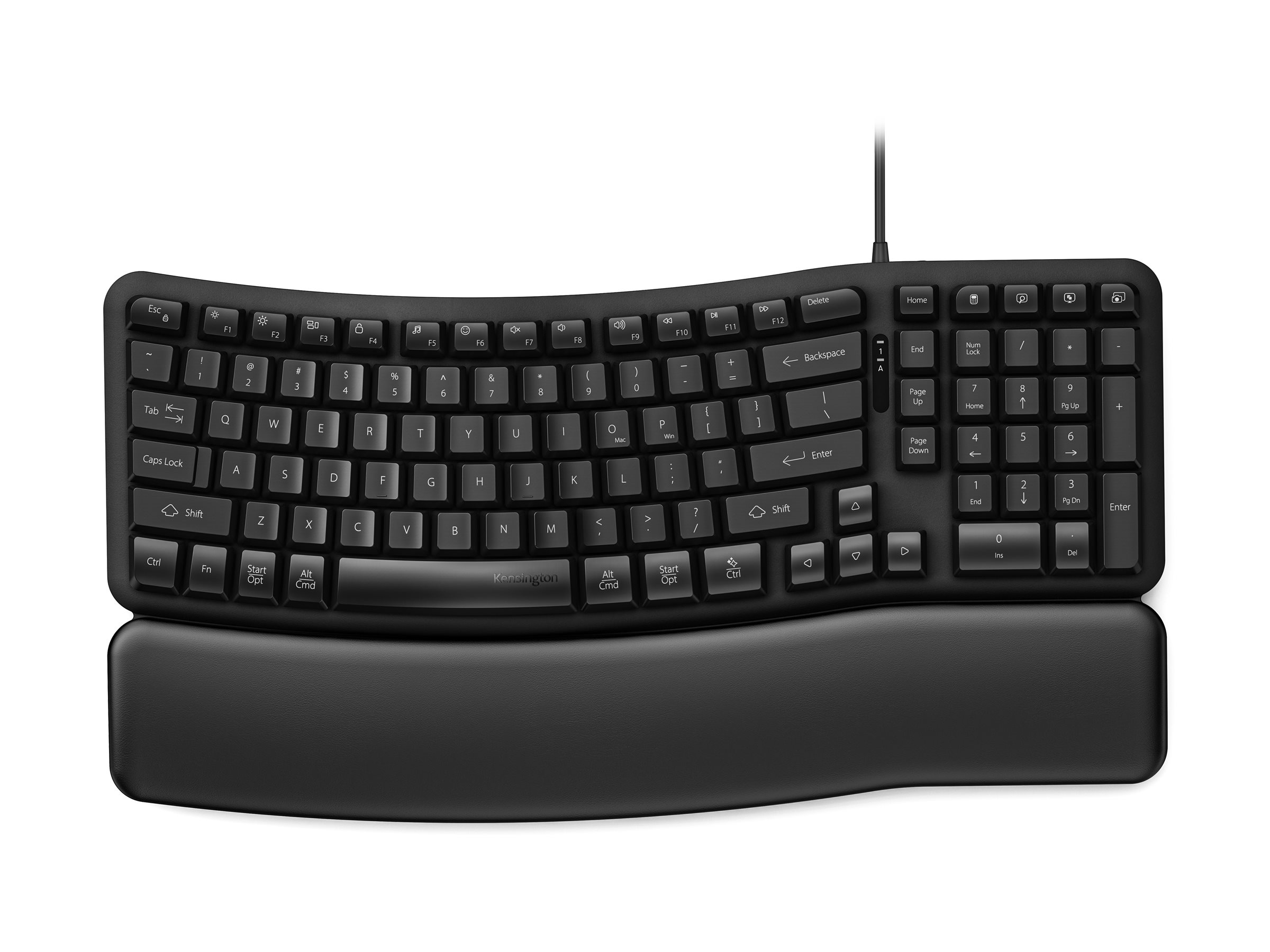 Kensington Pro Fit Ergo KB620-W keyboard wired EQ 98% full size black Input Usage / lifestyle Left-angle 72755