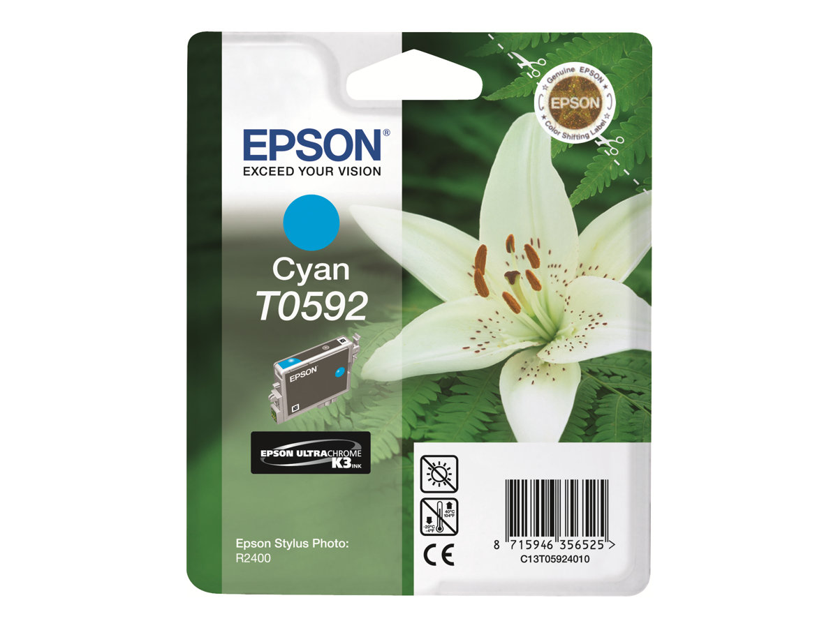 Epson T0592 cyan original ink Product shot Right-angle 79850