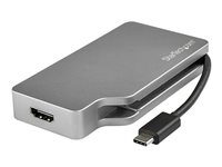 Startech USB C Multiport Video Adapter with HDMI, VGA, Mini DisplayPort or DVI, USB Type C Monitor Adapter to HDMI 2.0 or mDP 1.2 (4K 60Hz), VGA or DVI (1080p), Space Gray Aluminum - 4-in-1 USB-C Converter - adapter - Mini DisplayPort / HDMI / DVI / USB / VGA