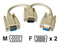 C2G Video Y Splitter 8in One HD15 VGA Male to Two HD15 VGA Female Y-Cable