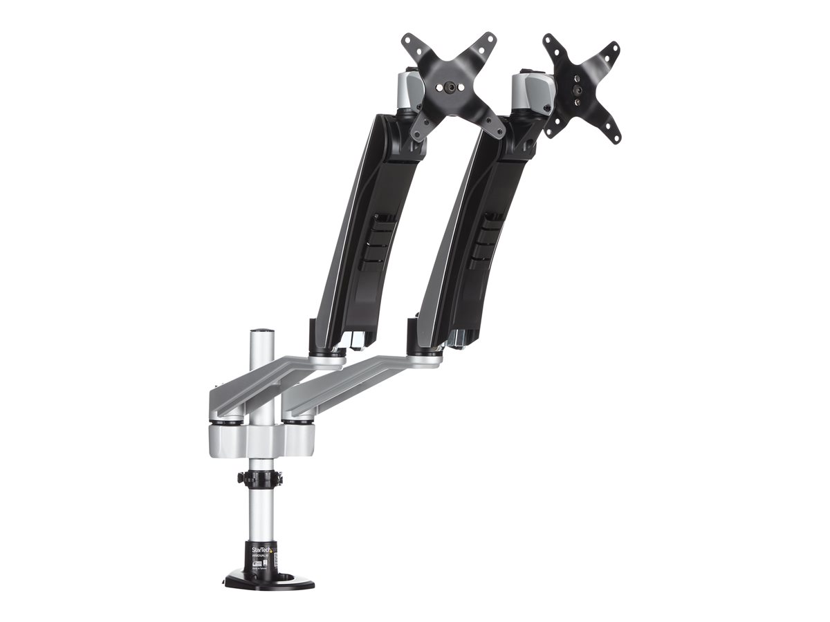 StarTech.com Desk Mount Dual Monitor Arm - Full Motion Articulating Arms - Premium Dual Monitor Stand - For up to 30" (19.8lb/9kg) VESA Mount Monitors - Tool-less Assembly - Steel & Aluminum montážní sada - plný pohyb - pro Displej LCD - černá, stříbrná – foto 3