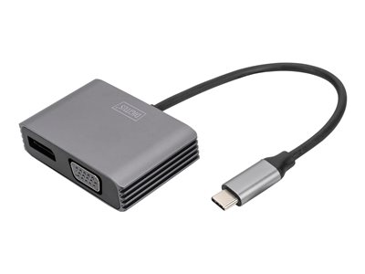 DIGITUS Adapter USB-C St. -> VGA Bu. / DP Bu. 4K/30Hz 20cm