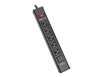 Tripp Lite 5-Outlet Surge Protector Power Strip with 2 USB Ports (3.4A Shared)