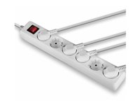 Multiprise 6 prises Schuko avec interrupteur, blanc