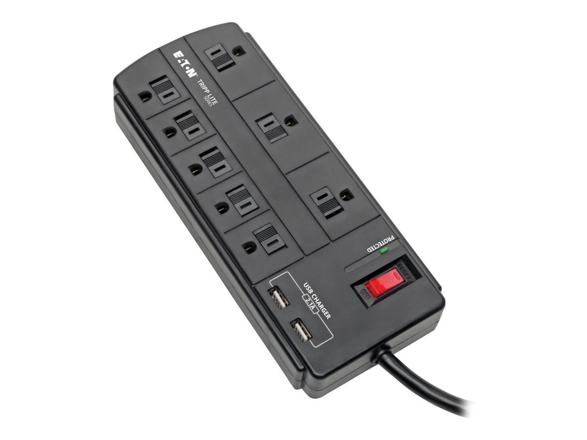 Tripp Lite 8-Outlet Surge Protector Power Strip with 2 USB Ports (2.1A Shared)