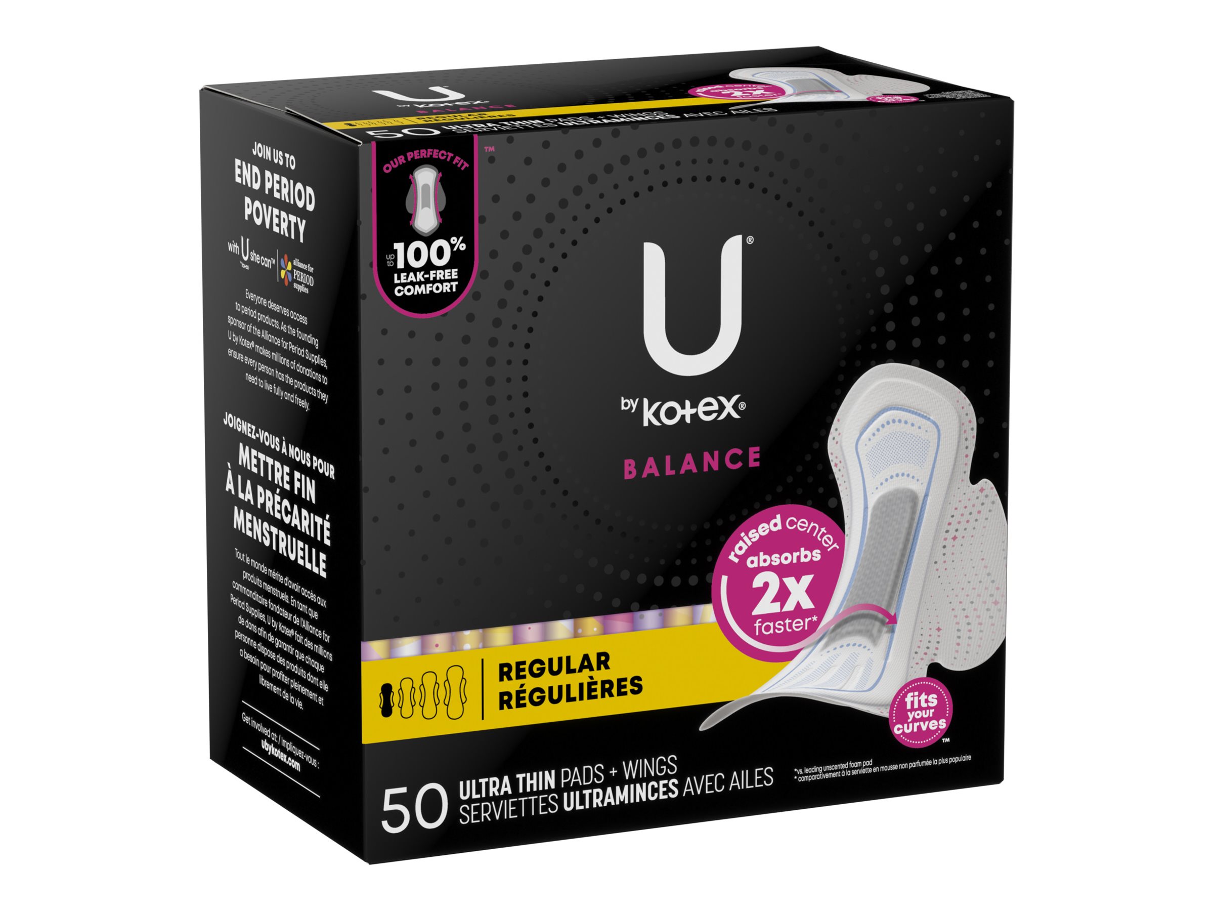 U by Kotex Balance Ultra Thin Sanitary Pad - Regular - 50 Count