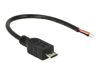 DeLOCK Uisoleret ledning 5 pin Micro-USB Type B (kun strøm) (male) Sort 10cm Strømkabel