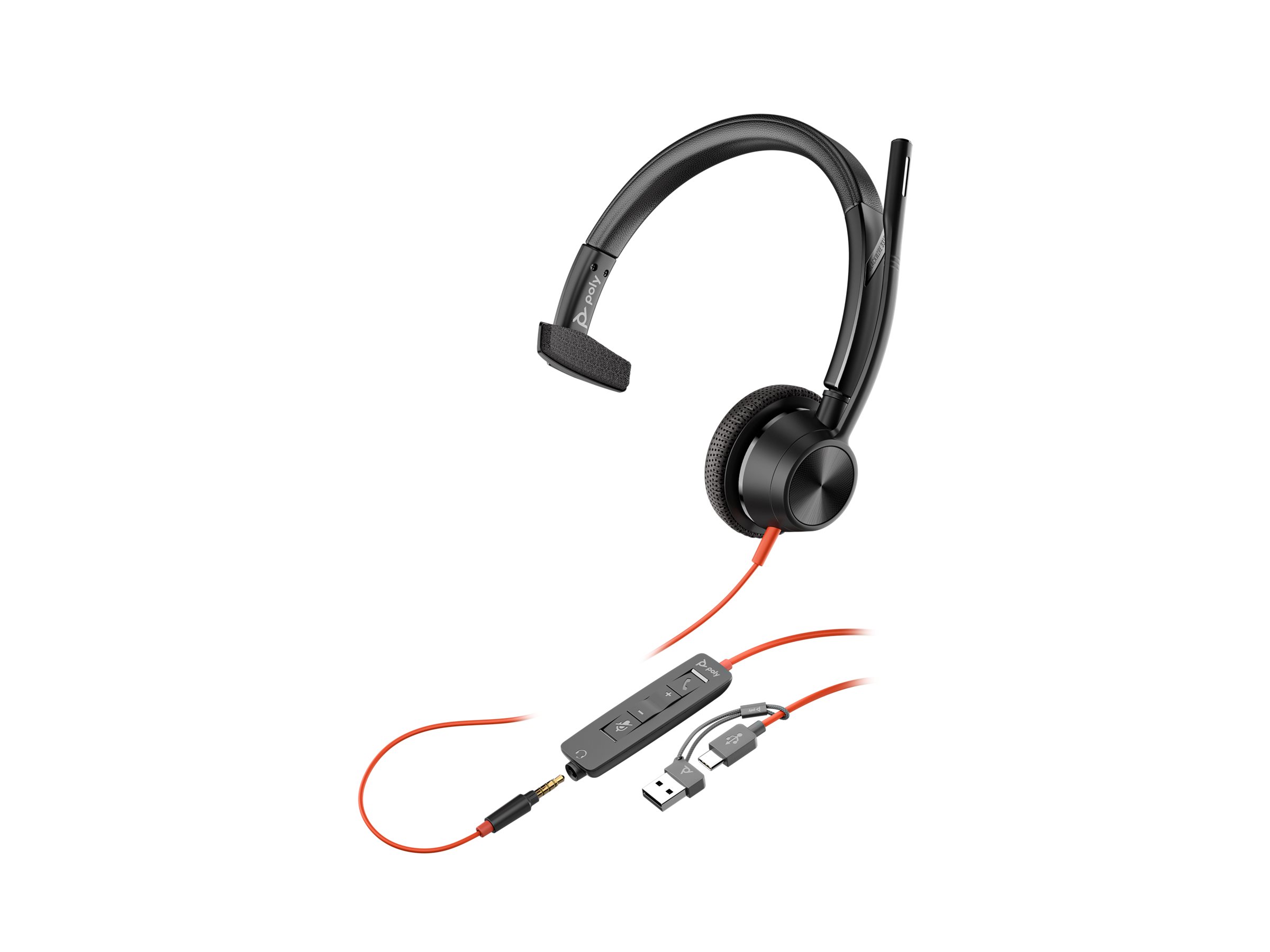 HP Poly Blackwire 3315 headset 3.5 mm jack Product shot Left side 78000