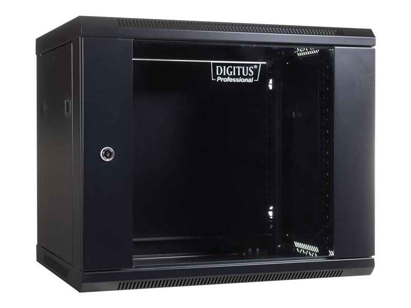 Szafa wisząca jednosekcyjna Digitus 19'' 9U 501/600/450mm drzwi szklane czarna (RAL 9004) niezmontow