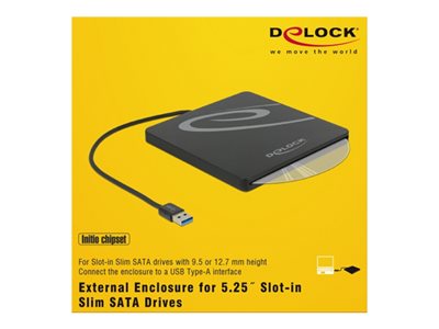 DELOCK externes Gehäuse 5.25 Slot-In Slim SATA 9,5/12,7mm - 42604