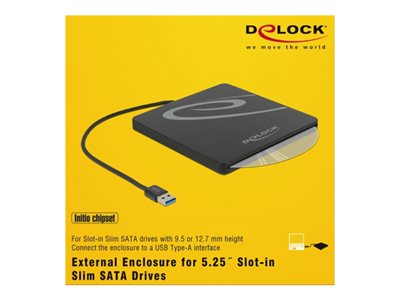 DELOCK externes Gehäuse 5.25 Slot-In Slim SATA 9,5/12,7mm