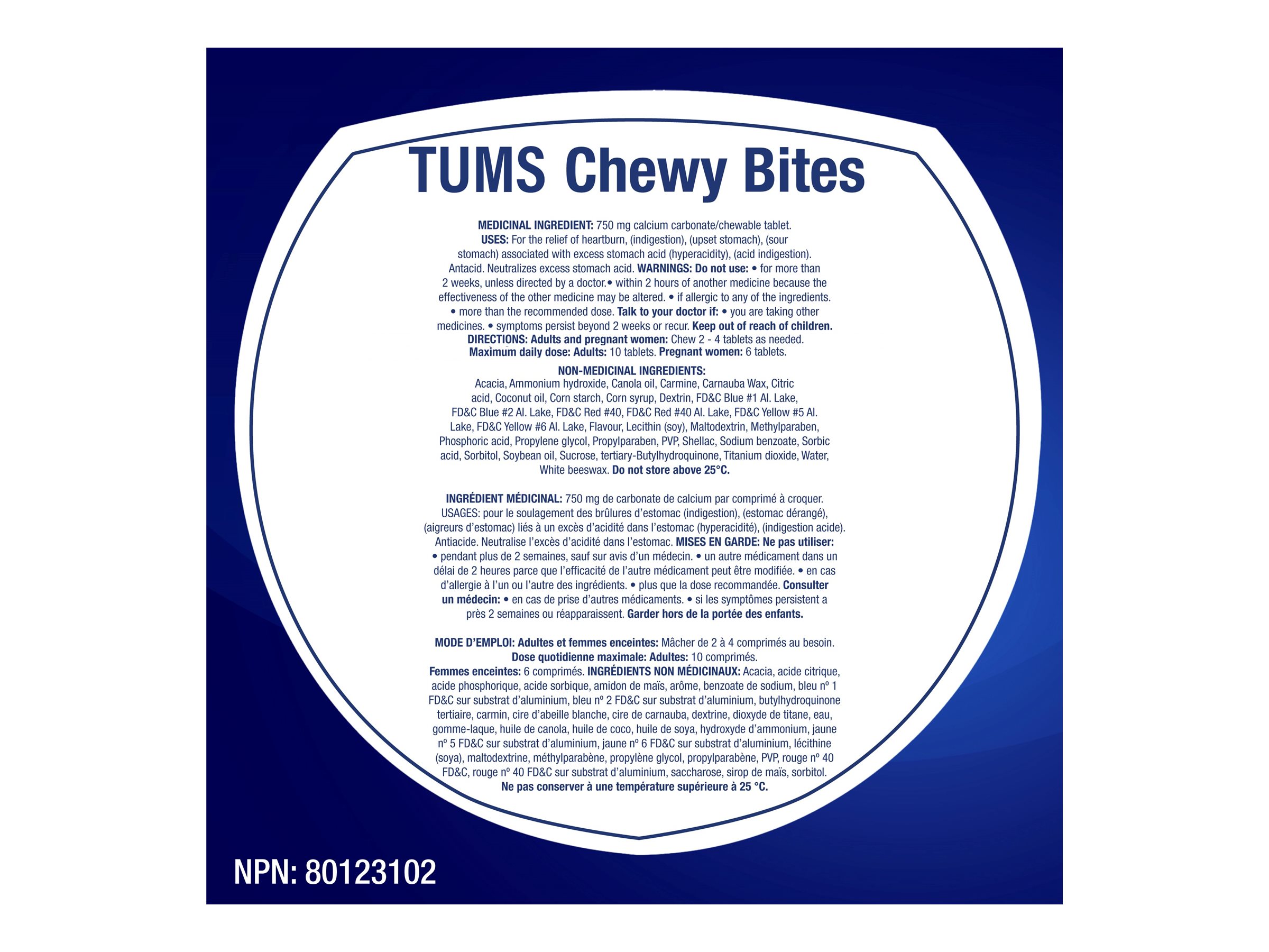 Tums Chewy Bites Antacid Chewable Tablets - 60's