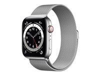Apple Watch Series 6 (GPS + Cellular) - rostfritt stål i silver - smart klocka med milanesisk loop - silver - 32 GB