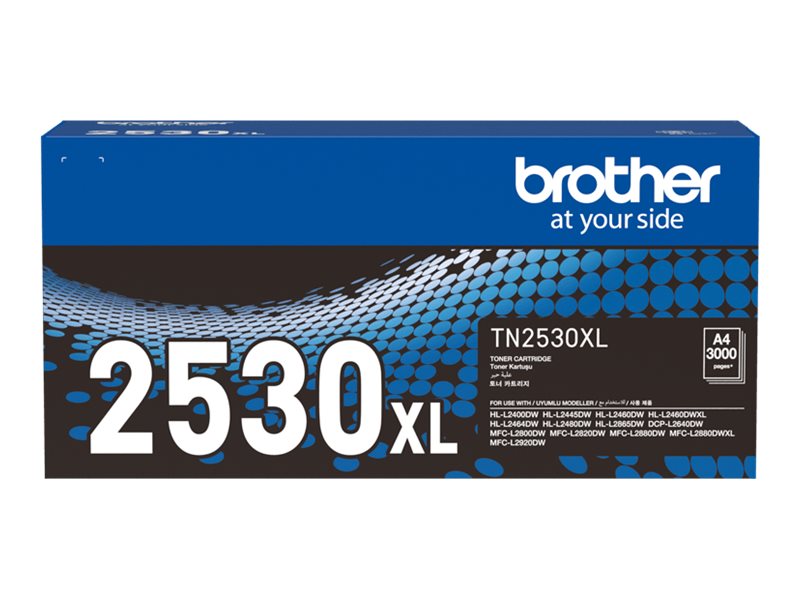 Brother TN2530XL High Yield black original toner Package view Front 80460