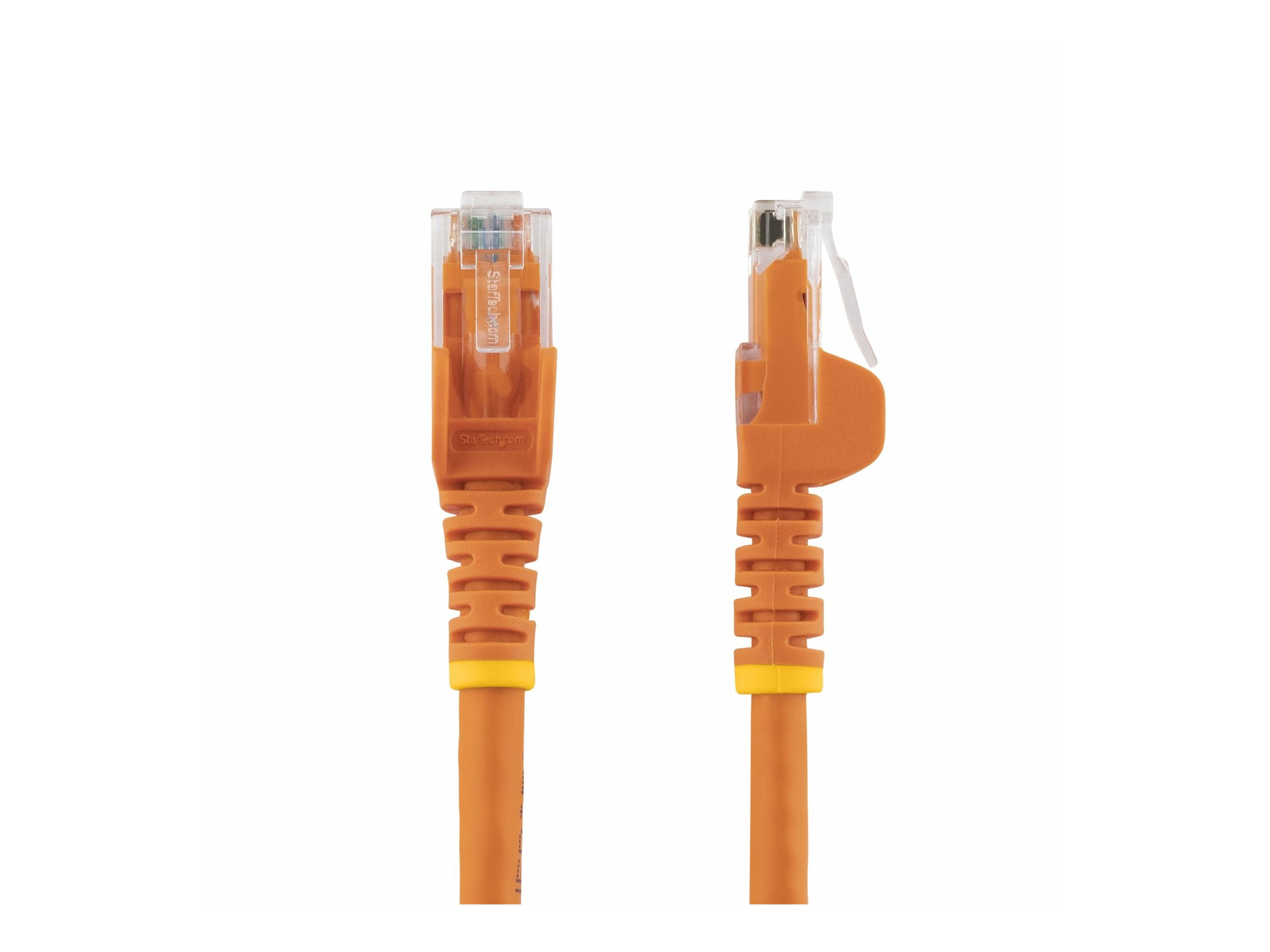 An image of Startech 75ft CAT6 Ethernet Cable, 10 Gigabit Snagless RJ45 650MHz 100W PoE Patch Cord, CAT 6 10GbE UTP Network Cable w/Strain Relief, Orange, Wiring is UL Certified/TIA - Category 6 - 24AWG (N6PATCH75OR) - patch cable - 22.9 m - orange