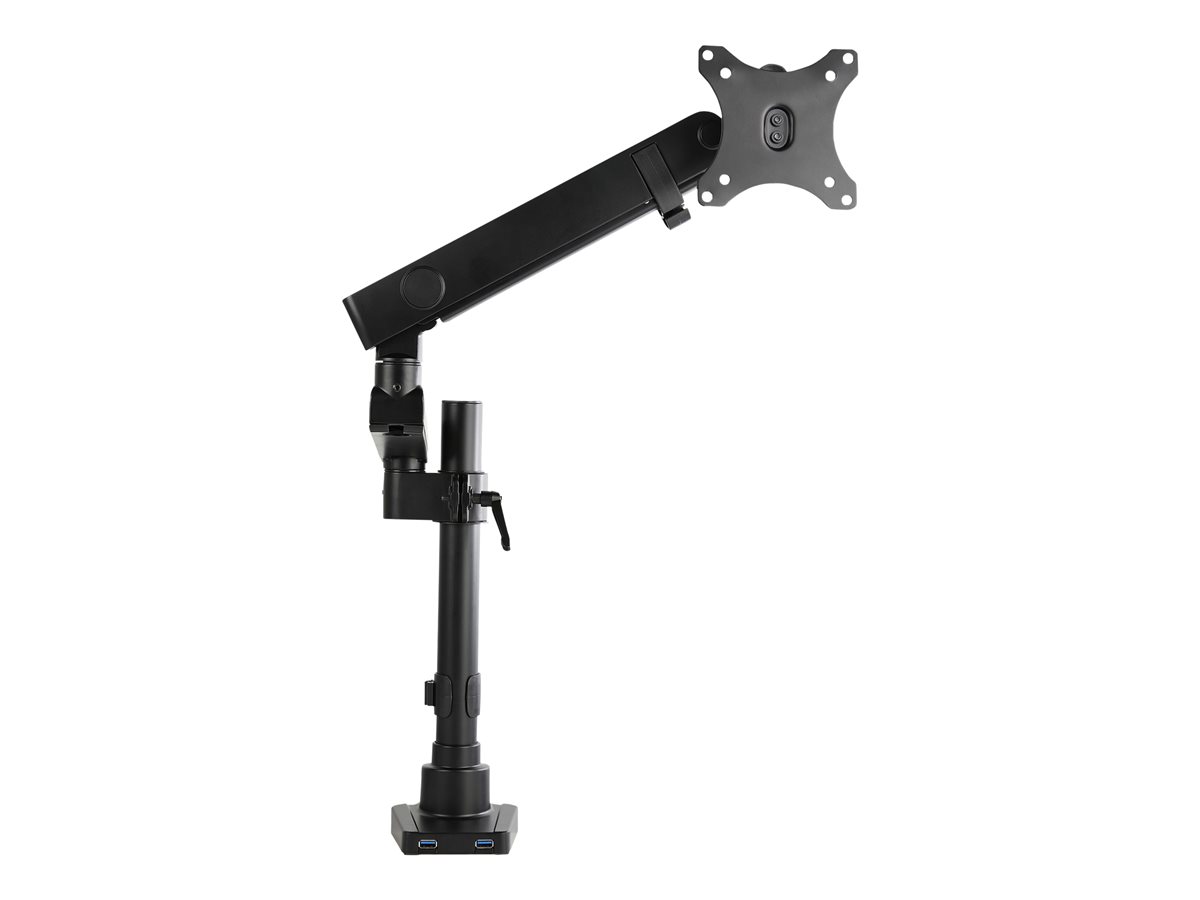 StarTech.com Desk Mount Monitor Arm with 2x USB 3.0 ports, Pole Mount Full Motion Single Arm Monitor Mount up to 17.6lbs/8kg VESA Display, Ergonomic Articulating Monitor Arm, Clamp/Grommet - Small Footprint Design (ARMPIVOT2USB3) montážní sada - pro obrazovka - černá – foto 2