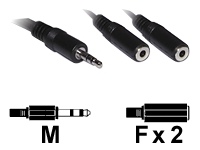 CONNEkT GEAR - Audio splitter - stereo mini jack male to stereo mini jack female - 15 cm - black - molded