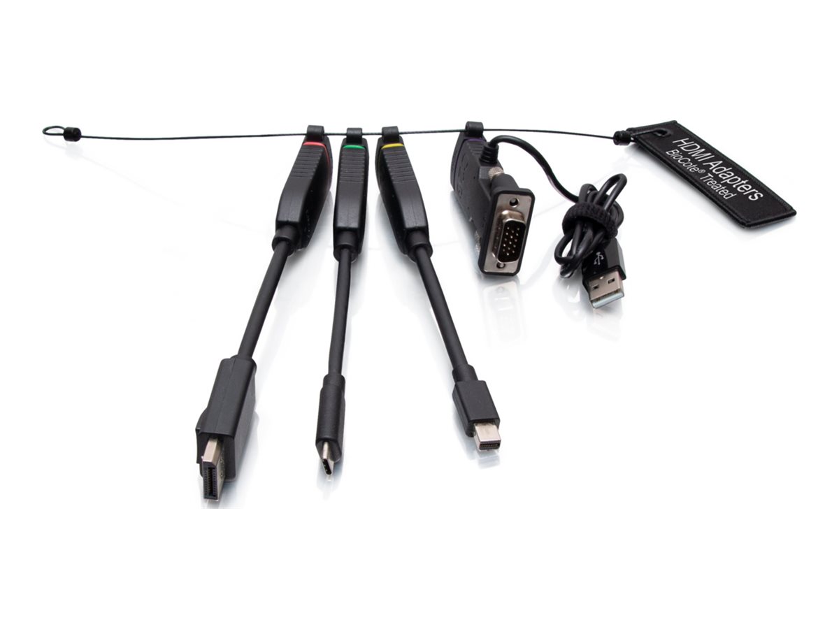 C2G Universal 4K HDMI Dongle Adapter Ring including Color Coded Mini DisplayPort, DisplayPort