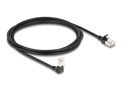 DELOCK RJ45 Netzwerkkabel Cat.6A S/FTP Slim 90°unten 2m schw