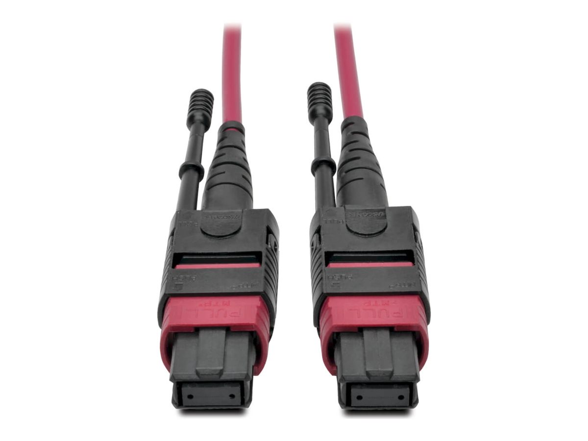 Tripp Lite MTP/MPO Multimode Patch Cable, 12 Fiber, 40/100 GbE, 40/100GBASE-SR4, OM4 Plenum-Rated (F/F), Push/Pull Tab, Magenta, 1 m (3.3 ft.)