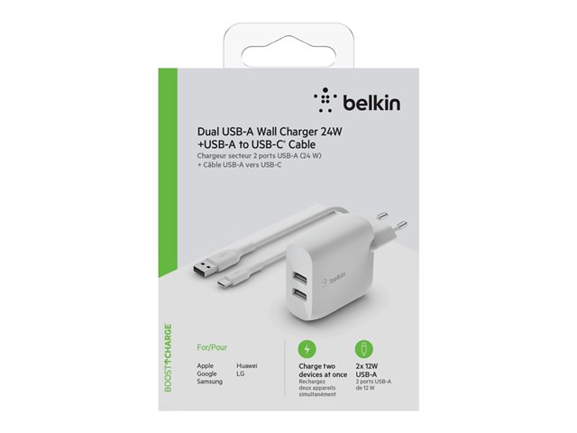 BELKIN Chargeur secteur 2 x USB-A 12w
