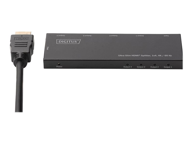DIGITUS Ultra Slim HDMI Splitter DS-45323 - Video-/Audio-Splitter - 4 x HDMI - Desktop