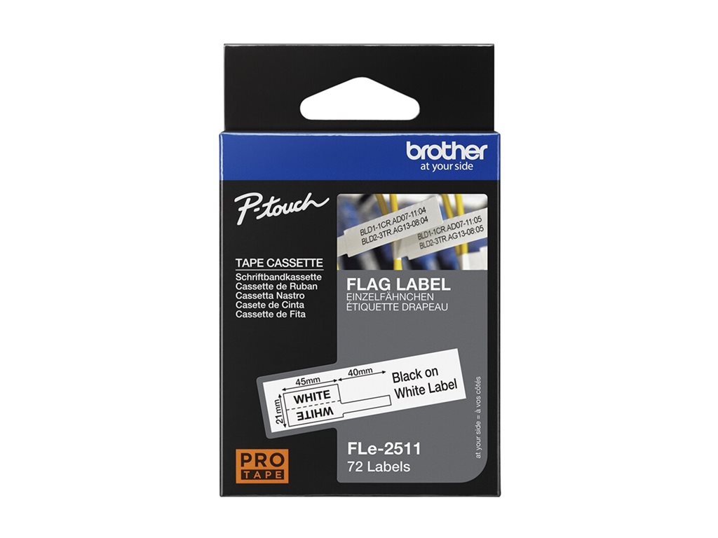 BROTHER FLe-2511 Bk On White Flag Tape