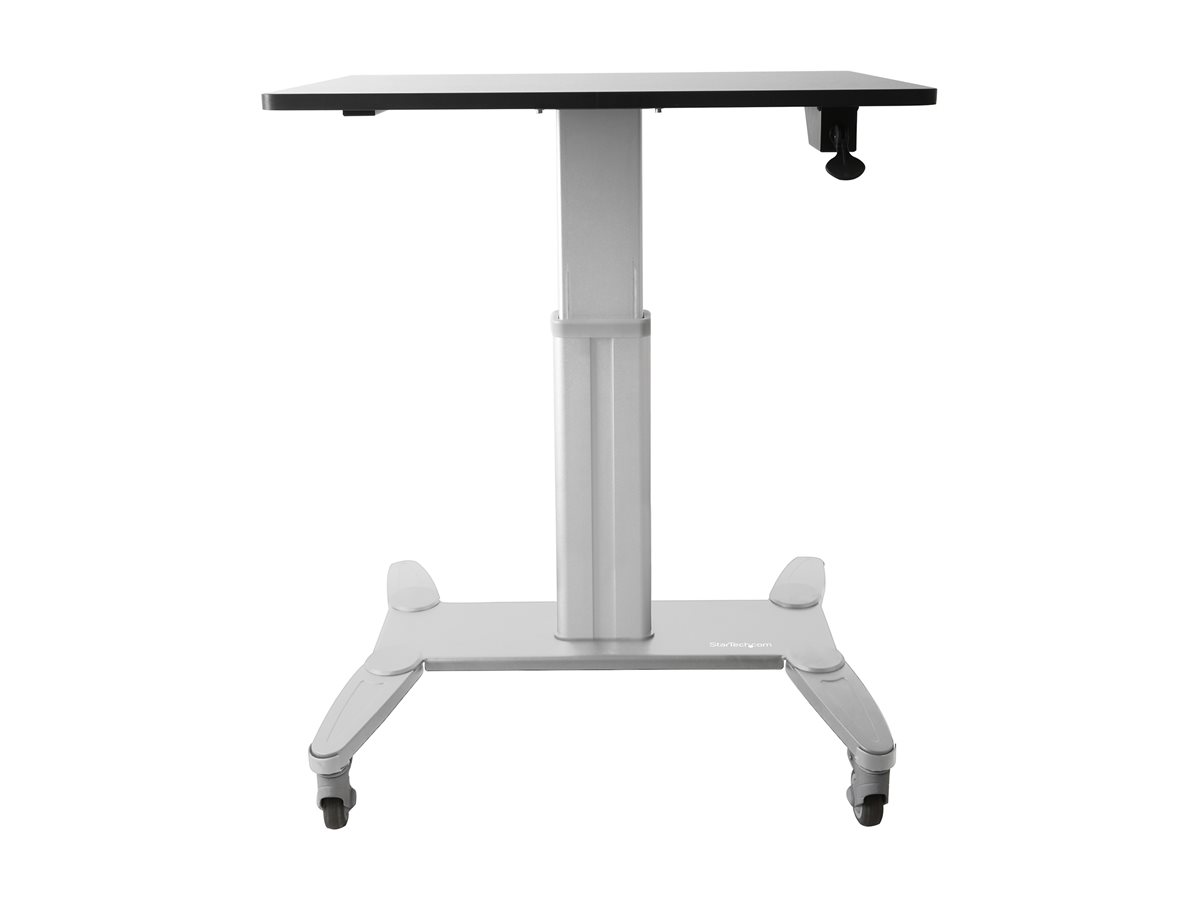 StarTech.com Mobile Standing Desk, Portable Sit Stand Ergonomic Height Adjustable Cart on Wheels, Rolling Computer/Laptop Workstation Table w/ Locking One-Touch Lift for Teachers/Student - Mobile Computer Table (STSCART) stojan - pro notebook / klávesnice / myš - černá a stříbrná – foto 2