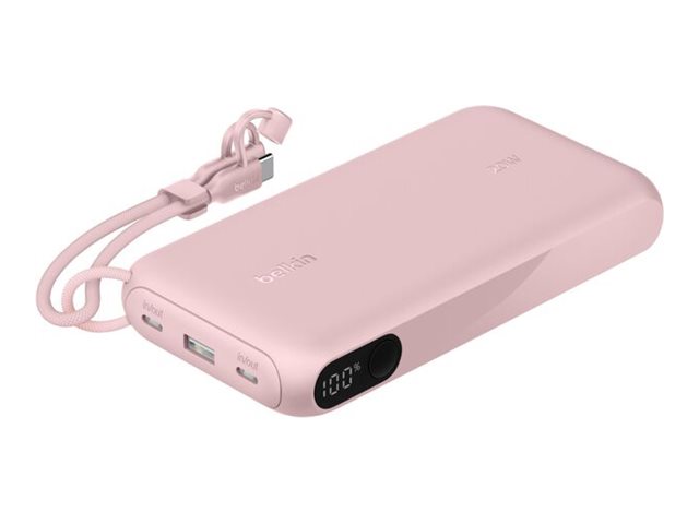 Belkin BoostCharge power bank with display 2 x USB-C USB 20 Product shot Left-angle 79300