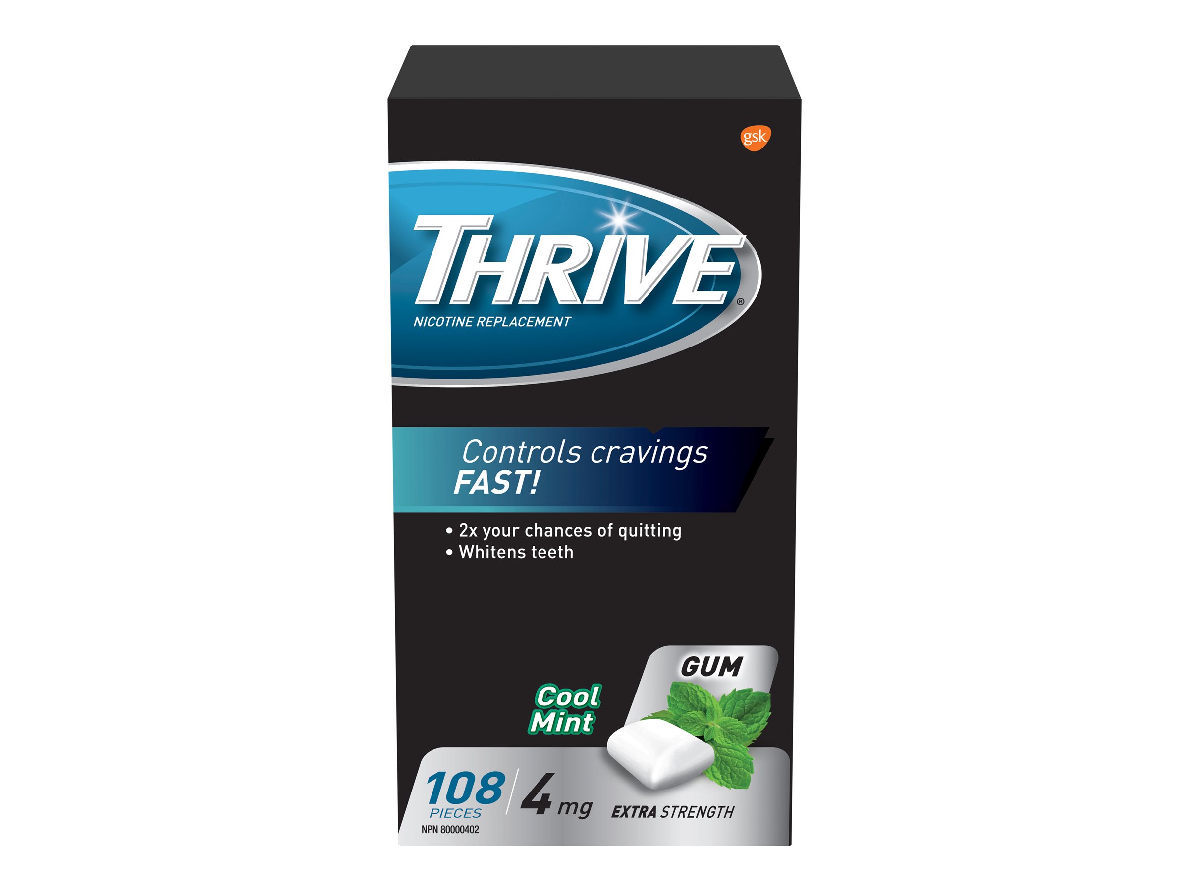 Thrive Extra Strength Nicotine Replacement Gum - 4mg - Cool Mint - 108's