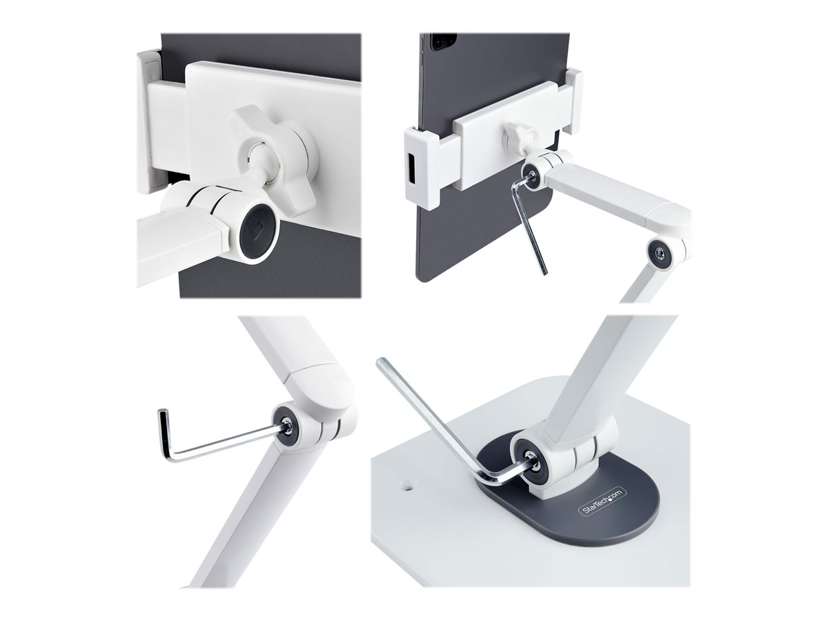 StarTech.com Adjustable Tablet Stand for Desk, Desk/Wall Mountable, Supports Up to 2.2lb, Universal Tablet Stand Holder for Desk, Articulating Tablet Mount with Pivot/Swivel/Rotate - Ergonomic Tablet Stand (ADJ-TABLET-STAND-W) stojan - pro tablet - bílá – foto 5