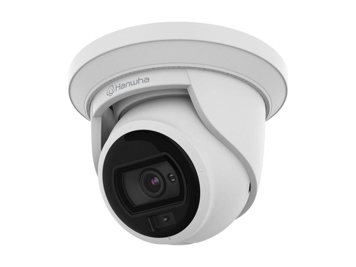 WISENET A SERIES WHITE LIGHT TURRET CAMERA, 4MP @ 30 FPS, 3MM FIXED FOCAL LENS,