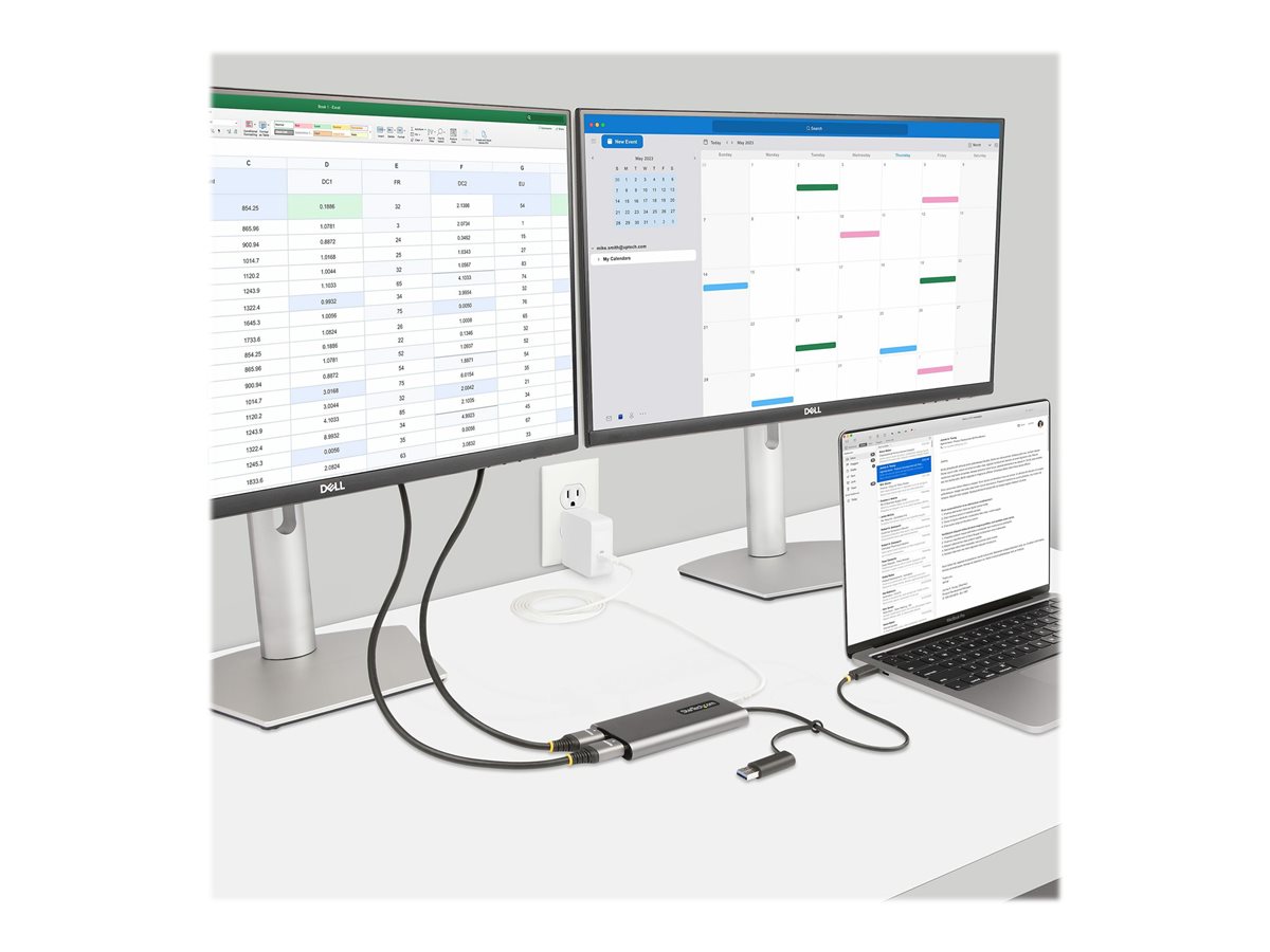 StarTech.com USB-C to Dual-HDMI Adapter, USB-C or A to 2x HDMI, 4K 60Hz, 100W PD Pass-Through, 1ft (30cm) Built-in Cable, External Video Graphics Adapter - USB to HDMI Multi-Monitor Converter for Laptop (109B-USBC-HDMI) - video adaptér - HDMI / USB - kompatibilní s TAA - 30 cm – foto 7
