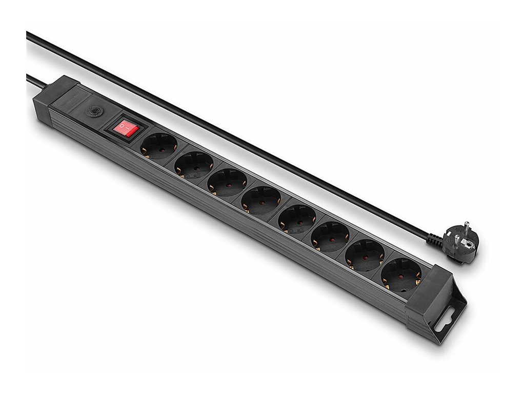 Multiprise 8 prises Schuko avec interrupteur, noir