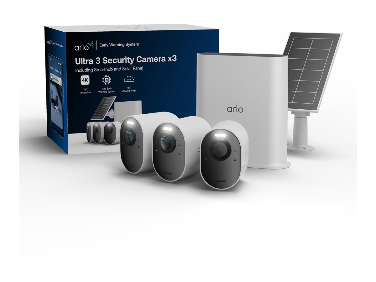 ARLO Ultra 3 Security Camera, 3-cam kit + Solar Panel