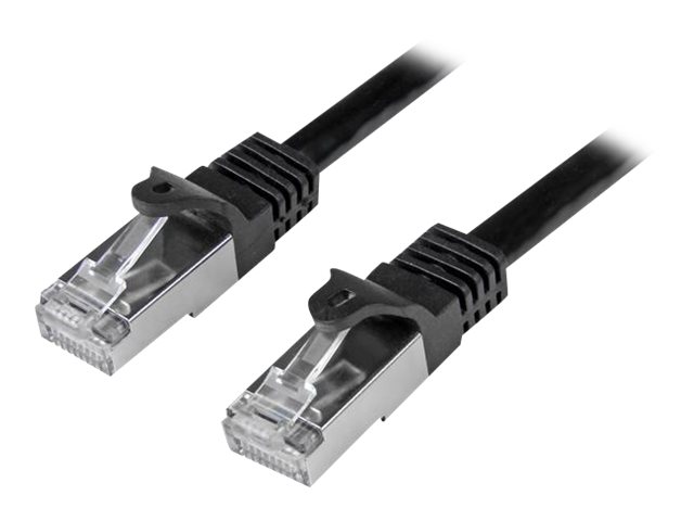 Image of StarTech.com 50cm CAT6 Ethernet Cable, 10 Gigabit Shielded Snagless RJ45 100W PoE Patch Cord, CAT 6 10GbE SFTP Network Cable w/Strain Relief, Black, Fluke Tested/Wiring is UL Certified/TIA - Category 6 - 26AWG (N6SPAT50CMBK) - patch cable - 50 cm - black