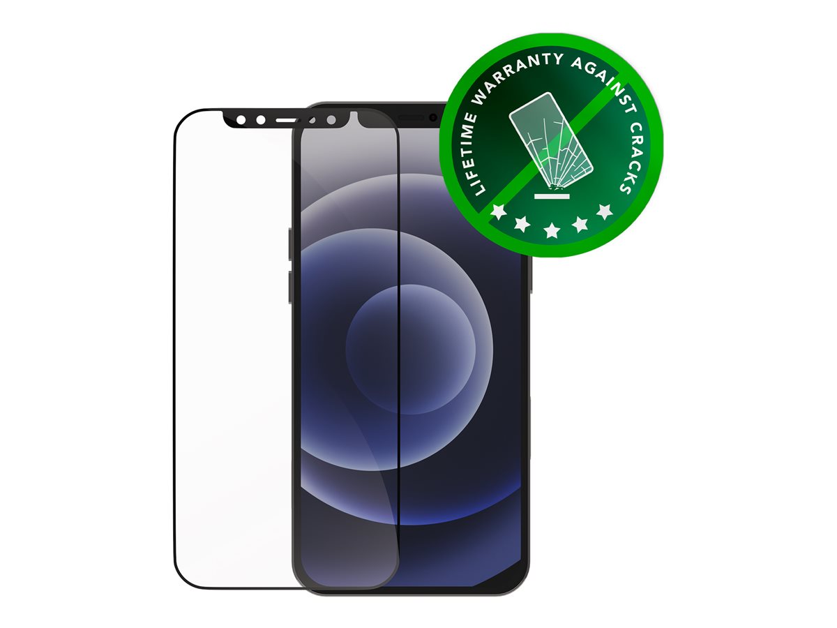 dbramante1928 Sustainable Eco-Shield 100 % recycled & recyclable plastic Screen Protector for Apple iPhone 12/12 Pro Black Edge - Enterprise Bulk Packaging